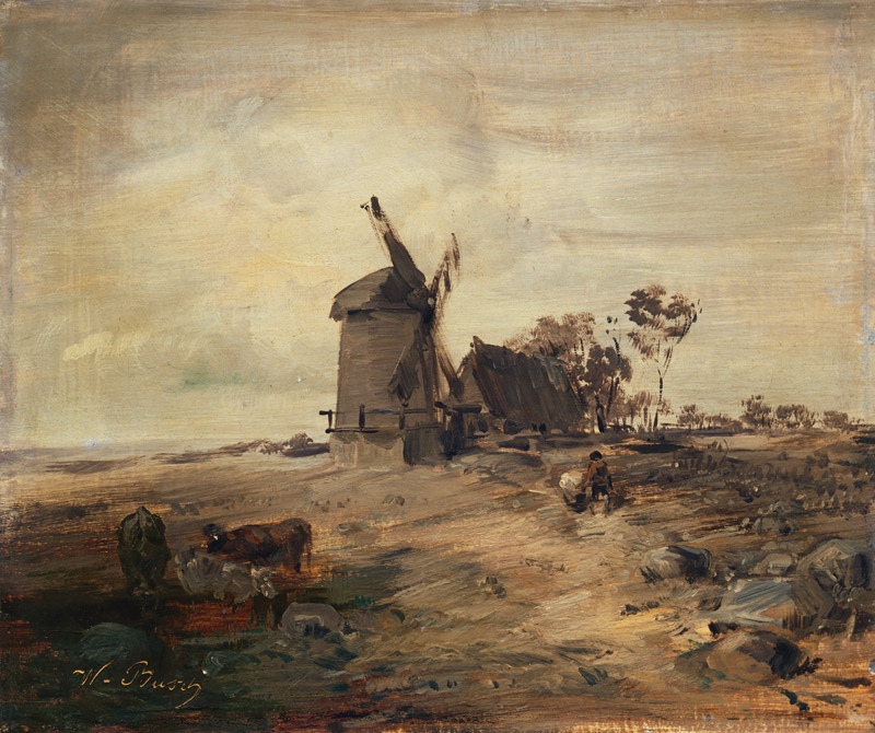 Landschaft mit Windmühle (Flachlandschaft) von Wilhelm Busch