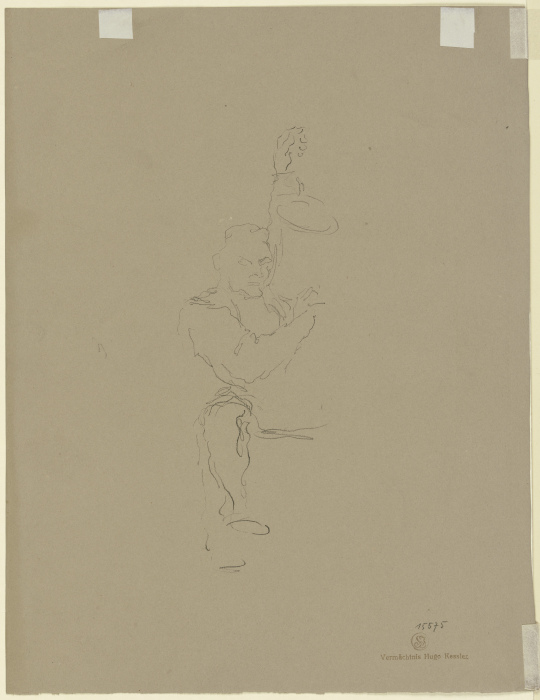 Skizze eines betrunkenen am Boden liegenden Mannes von Wilhelm Busch
